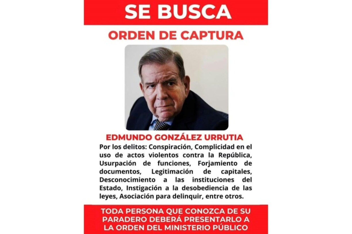 The 'wanted' sign for opposition candidate Edmundo Gonzalez Urrutia is seen in an image released on Instagram by Venezuela's Scientific, Penal and Criminalistic Investigation Service Corps