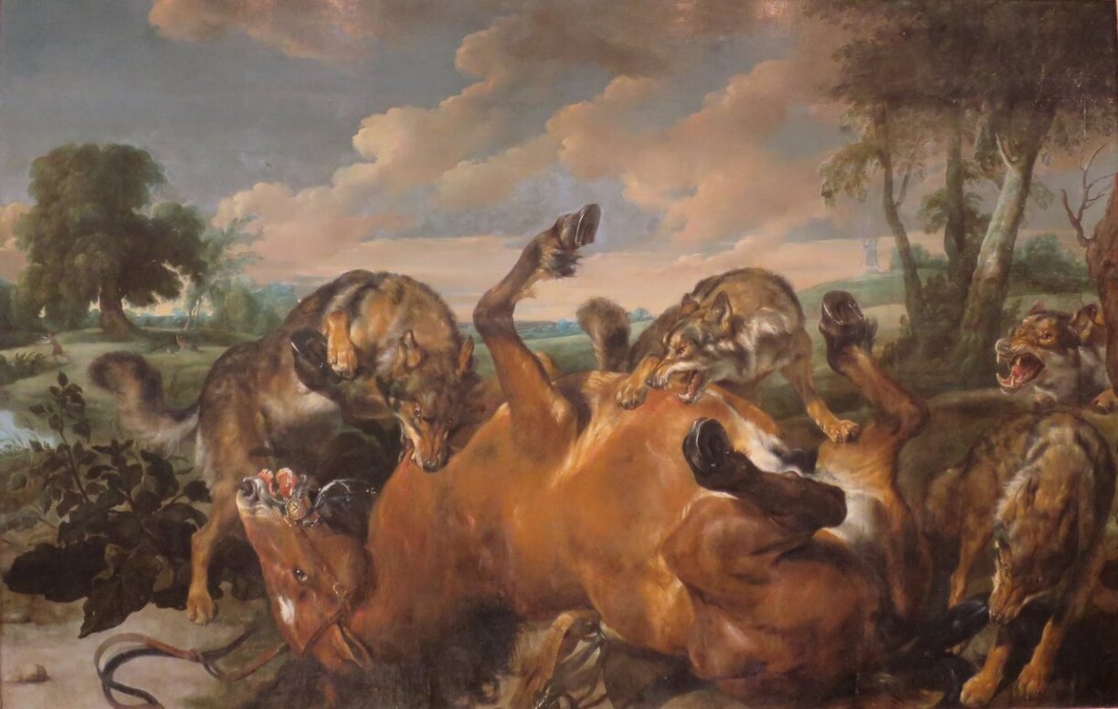 'Wolves Attacking a Horse' by Pauwel de Vos and Jan Wildens, 1630s