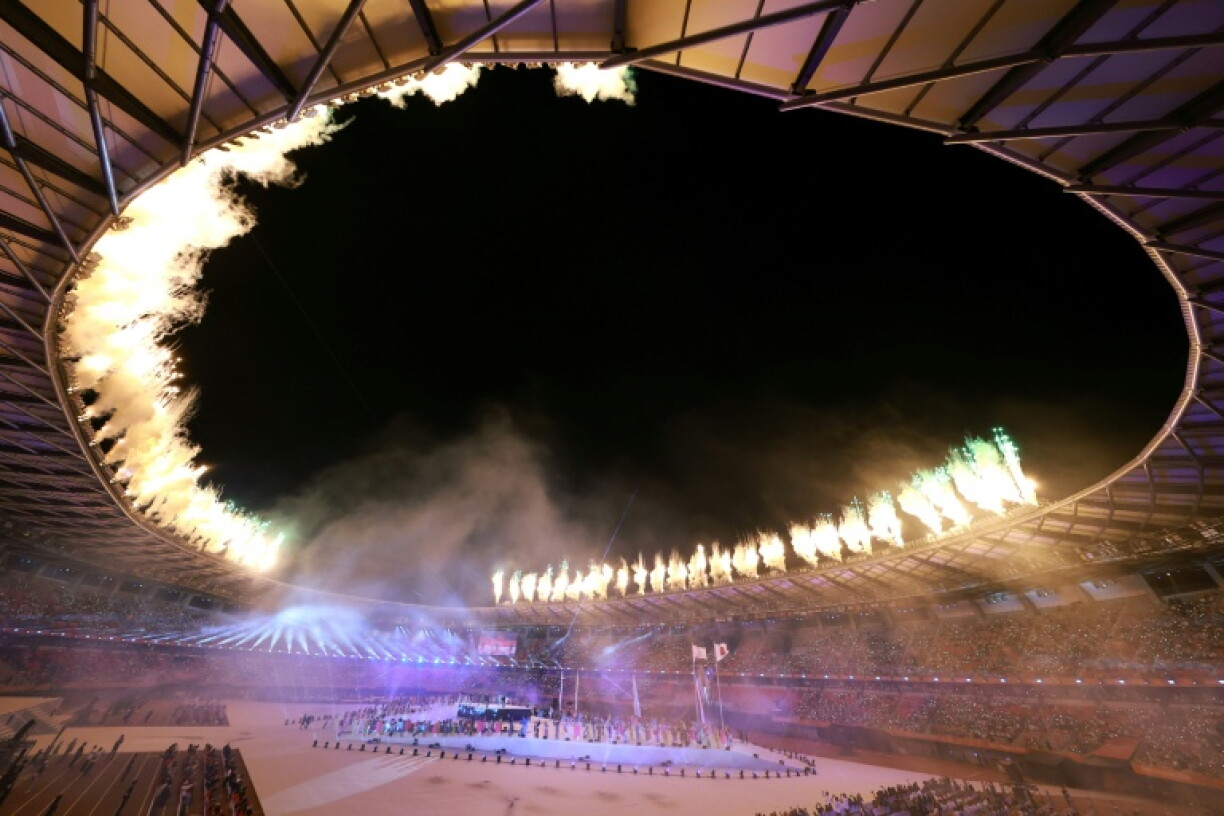 Fireworks illuminate the stadium at the end of the opening ceremony of the 2026 Asian Games at Paloma Mizuho Stadium in Nagoya on September 19, 2026. Doha is the next host and according to the current cycle, the Qatari capital would stage the Games in 2030.