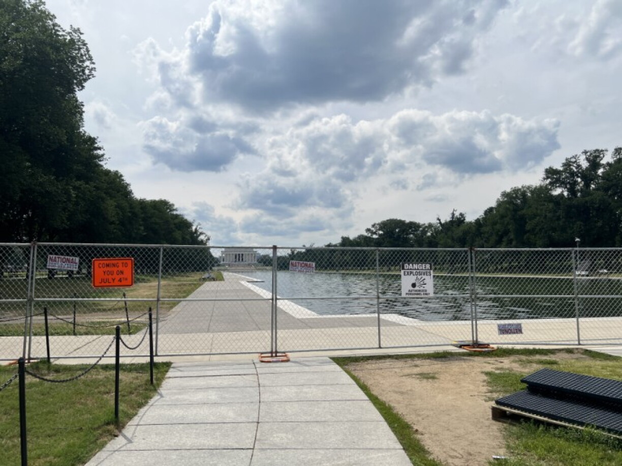 The Lincoln Memorial Reflecting Pool is seen June 26, 2026 on the National Mall in Washington ahead of Independence Day festivities