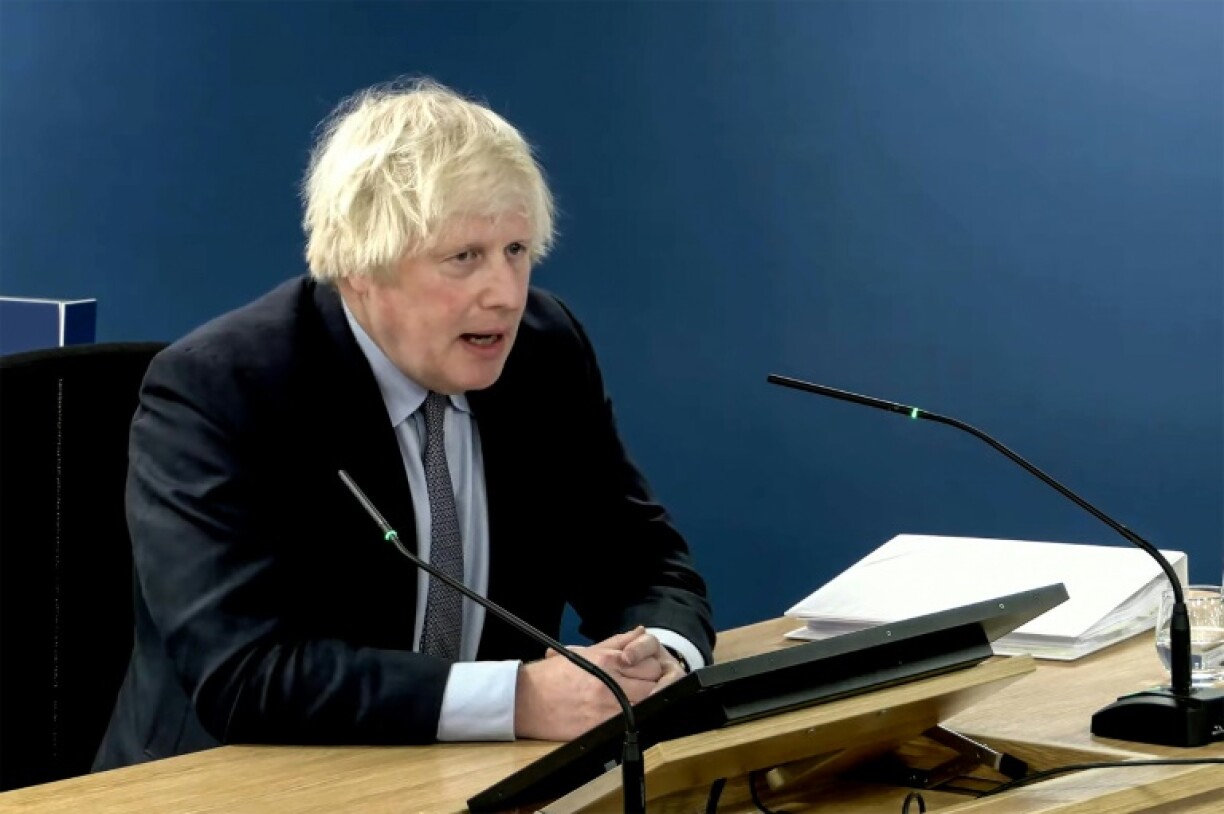 L'ancien Premier ministre britannique Boris Johnson entendu par la commission d'enquête publique sur le Covid, le 6 décembre 2023 à Londres