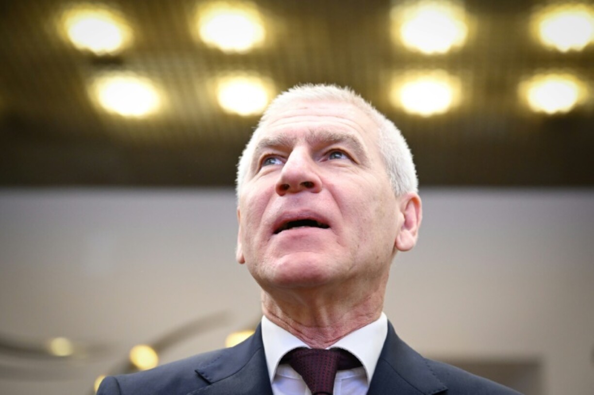 Le ministre russe des Sports, Oleg Matytsine, assiste à la réunion annuelle du Comité olympique russe (ROC) à Moscou, le 15 décembre 2023