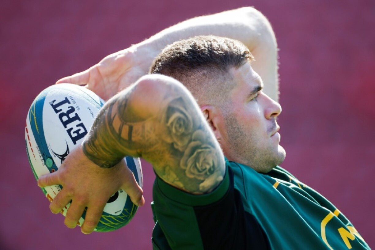 Le talonneur sud-africain Malcolm Marx à l'entraînement avant un match contre l'Argentine, en Rugby championship, le 28 juillet 2023 à Johannesburg