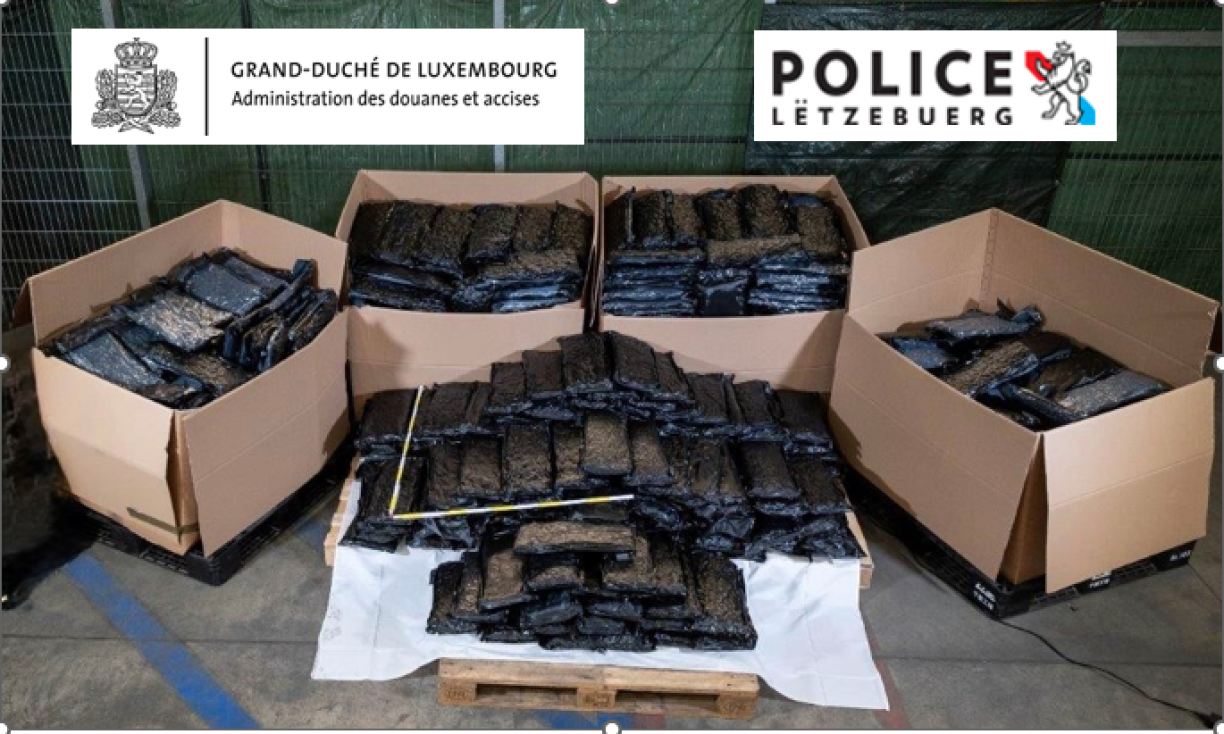 Près de 600 kg de cannabis de "bonne qualité" ont été saisi par les douaniers, début août, au centre de fret cargo au Findel.