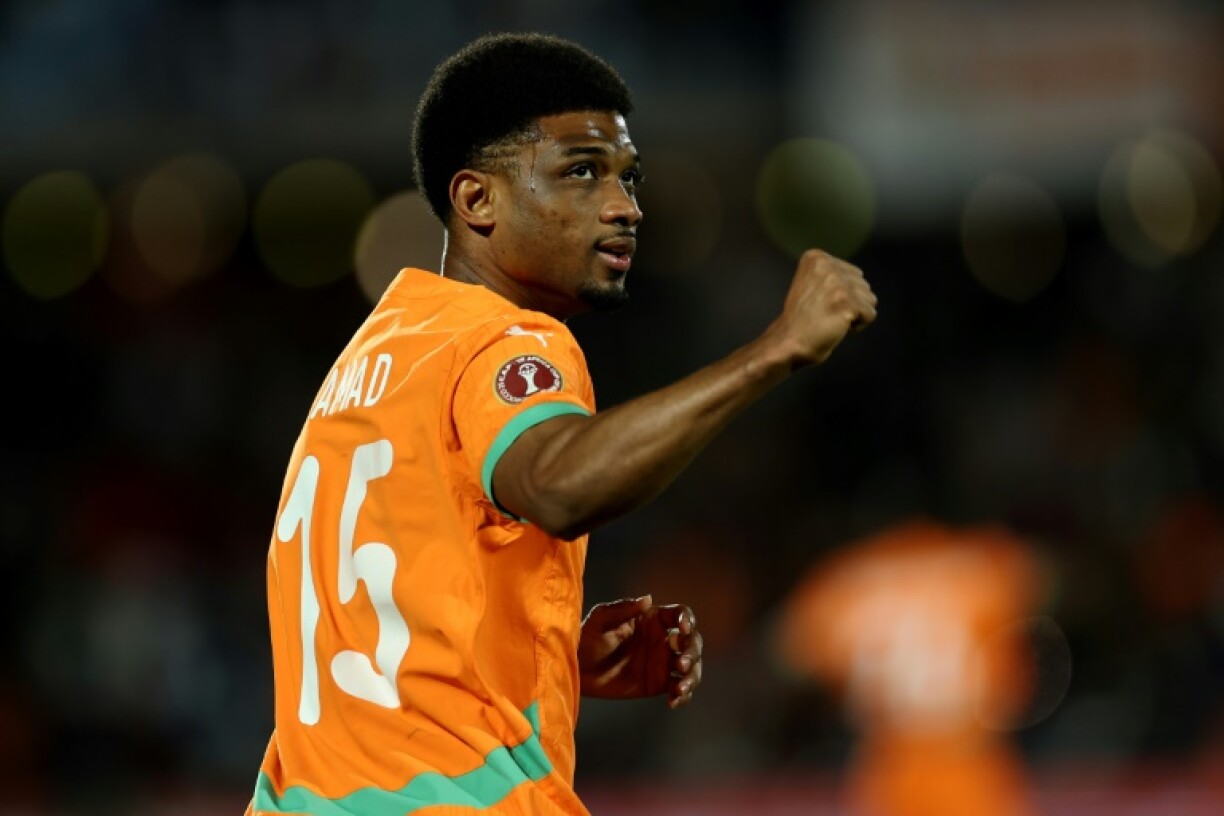 Amad Diallo, auteur du premier but de la Côte d'Ivoire contre le Burkina Faso, en huitième de finale de la CAN, le 6 janvier 2026 à Marrakech