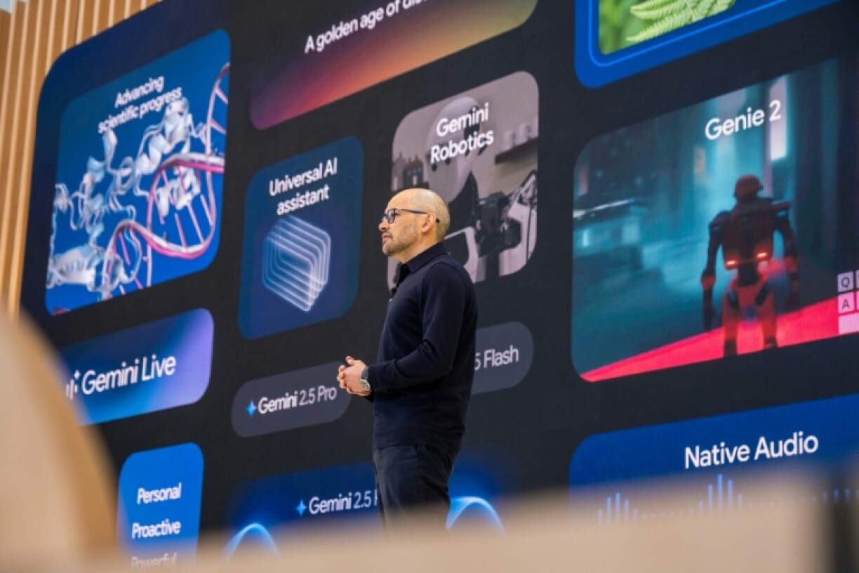 Demis Hassabis, PDG de DeepMind Technologies, lors de la conférence annuelle des développeurs I/O de Google à Mountain View, en Californie, le 20 mai 2025