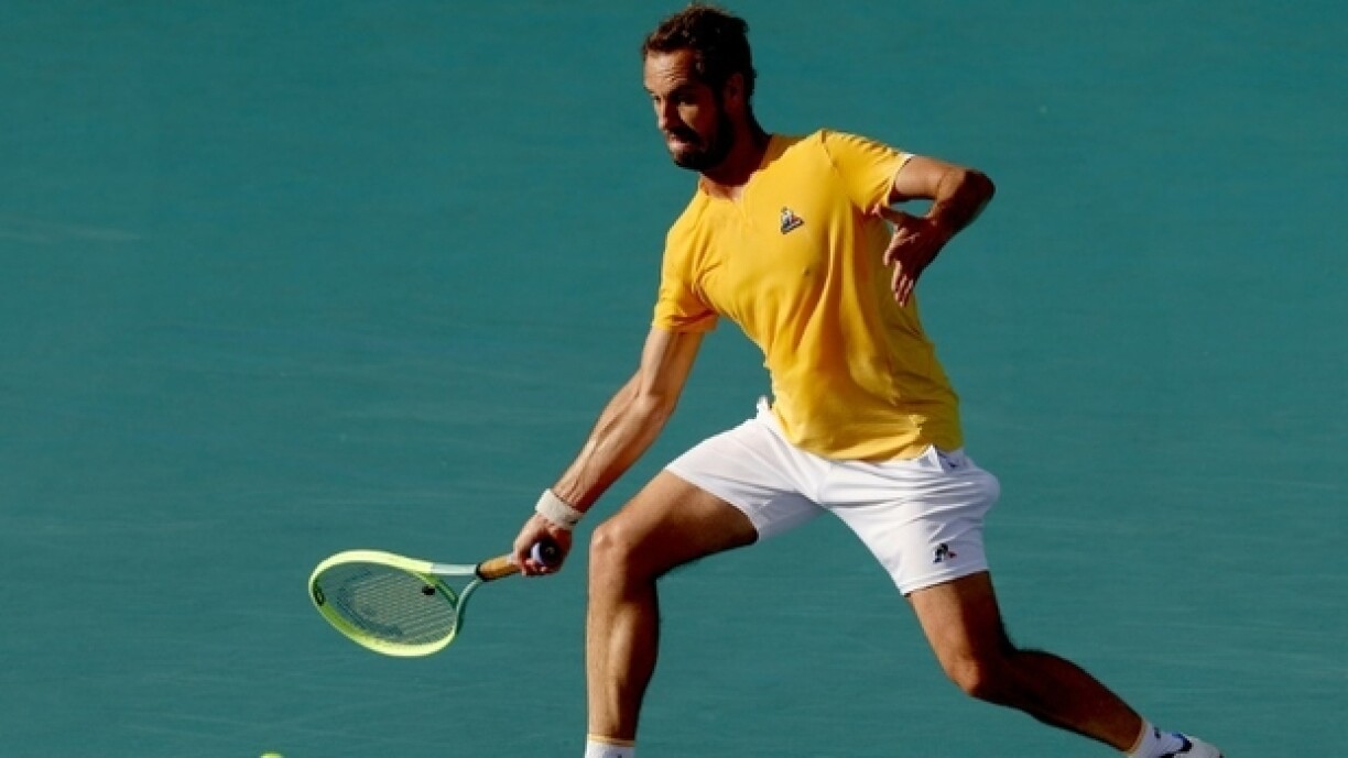 Le Français Richard Gasquet contre l'Australien Christopher O'Connell au 1er tour du Masters 1000 ATP de Miami le 23 mars 2023 à Miami