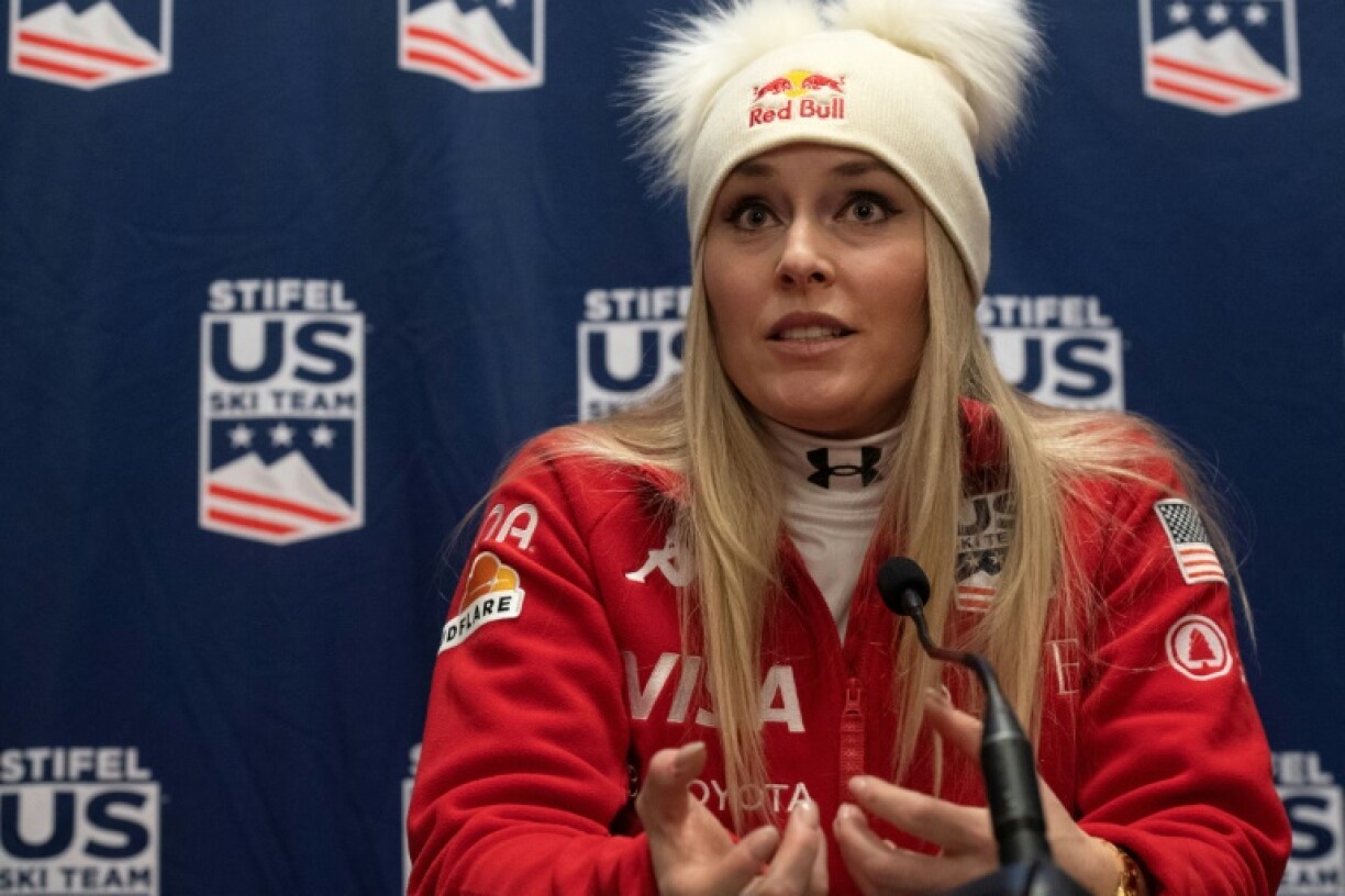 US ski great Lindsey Vonn speaks at a press conference in Colorado on Friday after confirming her return to World Cup racing at St. Moritz next week