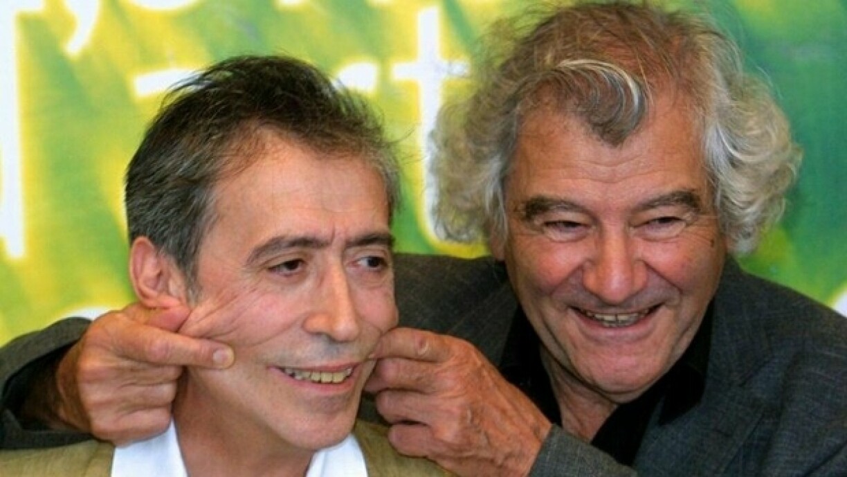 Le cinéaste français Jacques Rozier (à droite) avec l'acteur franco-portugais Luis Rego à la Mostra de Venise, en septembre 2001.