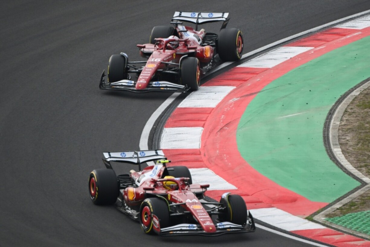 Ferrari's Lewis Hamilton (bottom) and Charles Leclerc were both disqualified from the Chinese Grand Prix on Sunday