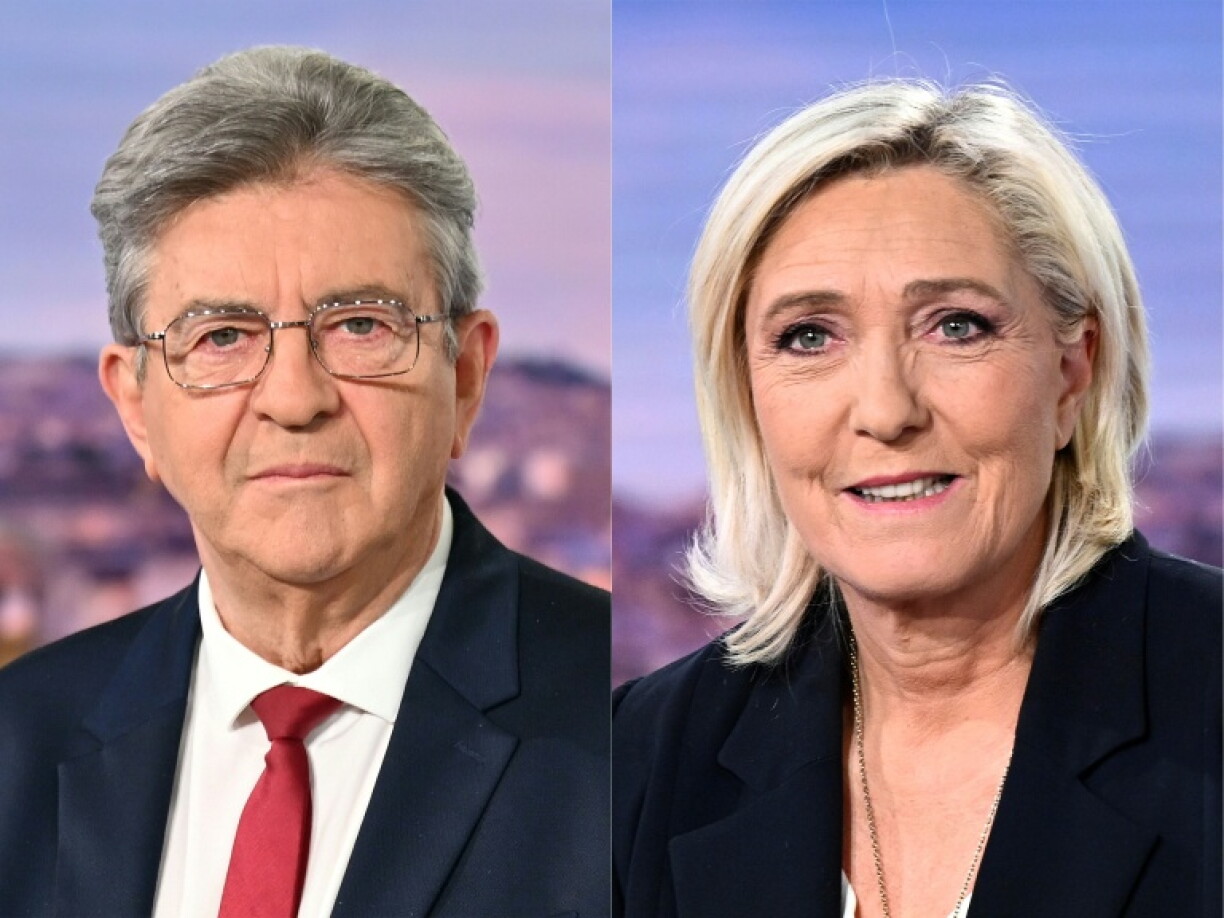 Presidential candidates Jean-Luc Mélenchon, of the far-left France Unbowed party, and Marine Le Pen, of the far-right National Rally party, are vying to succeed Emmanuel Macron