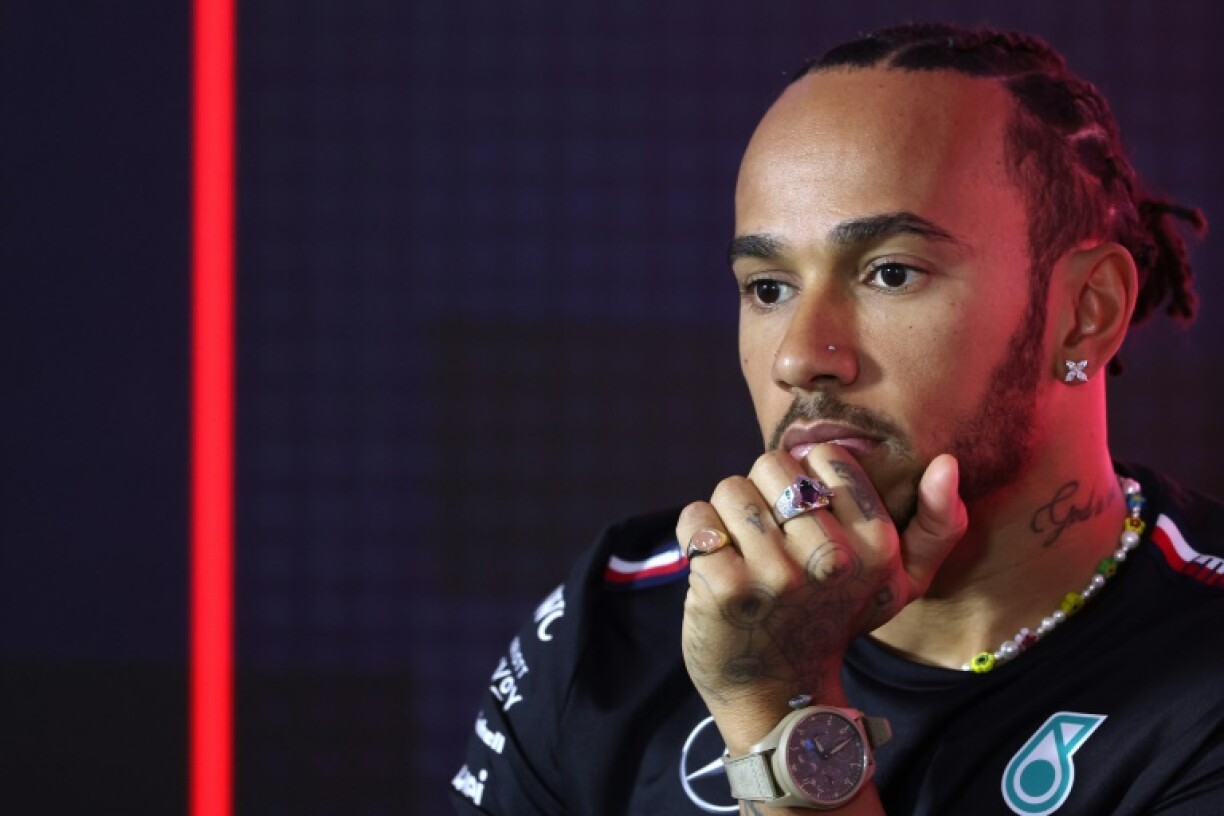 Le pilote britannique Lewis Hamilton, lors du conférence de presse le 25 février 2023, à quelques jours du GP de F1 de Bahreïn