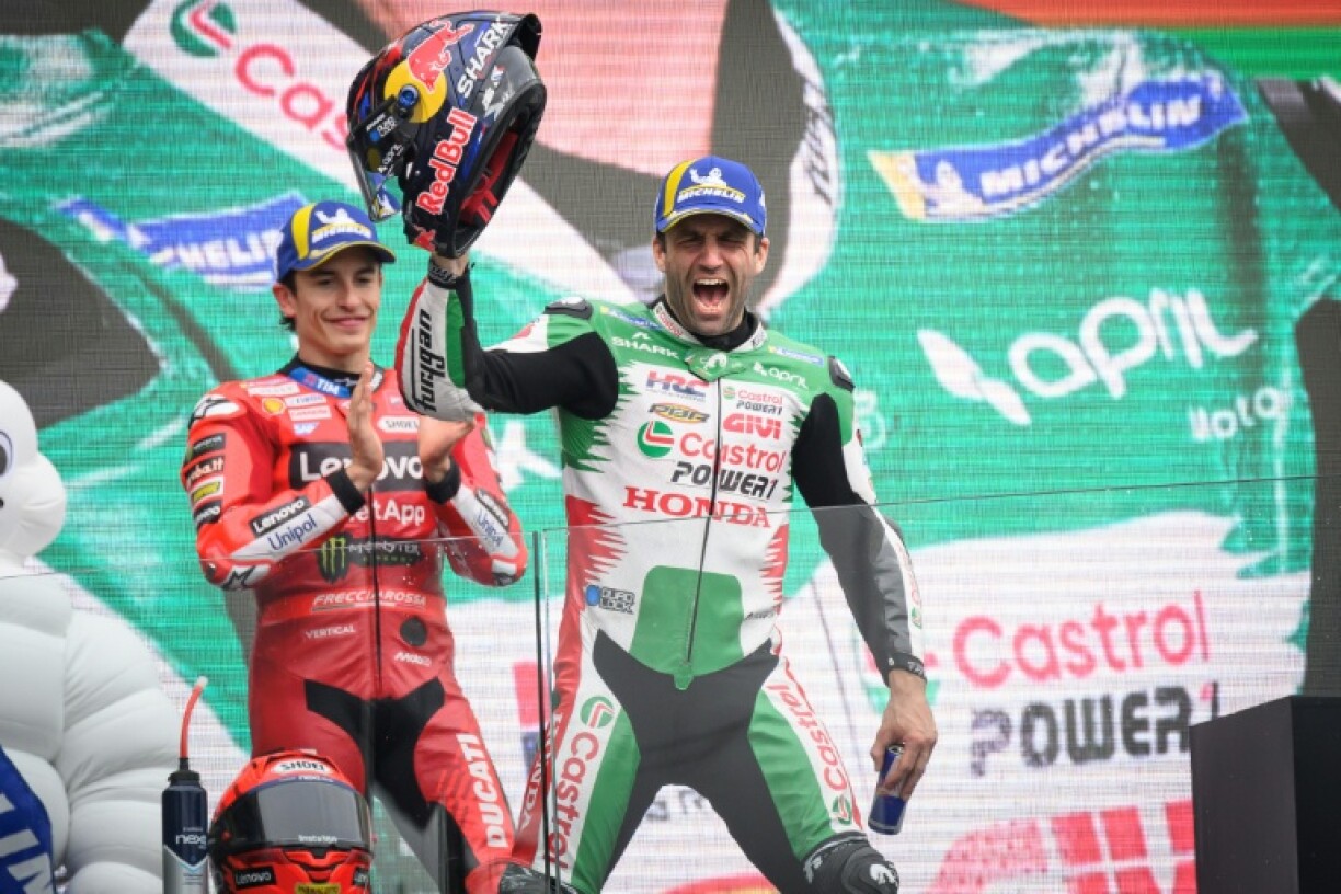 Marc Marquez (L) had to settle for second behind Johann Zarco at Le Mans last time out
