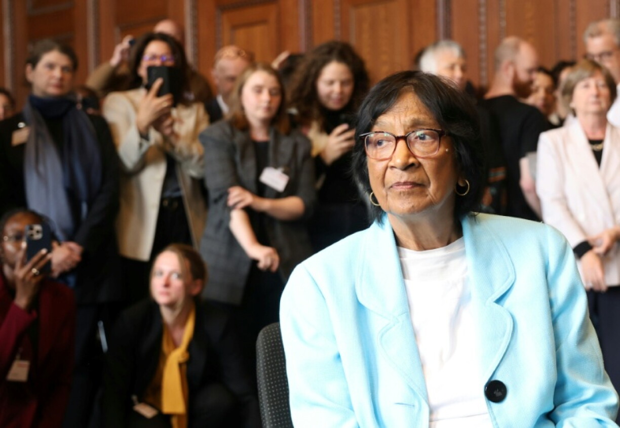 La juriste sud-africaine Navi Pillay, lauréate du prix Nobel de la paix 2026, , le 9 octobre 2026 dans la salle d'audience historique 600 du palais de justice de Nuremberg, en Allemagne