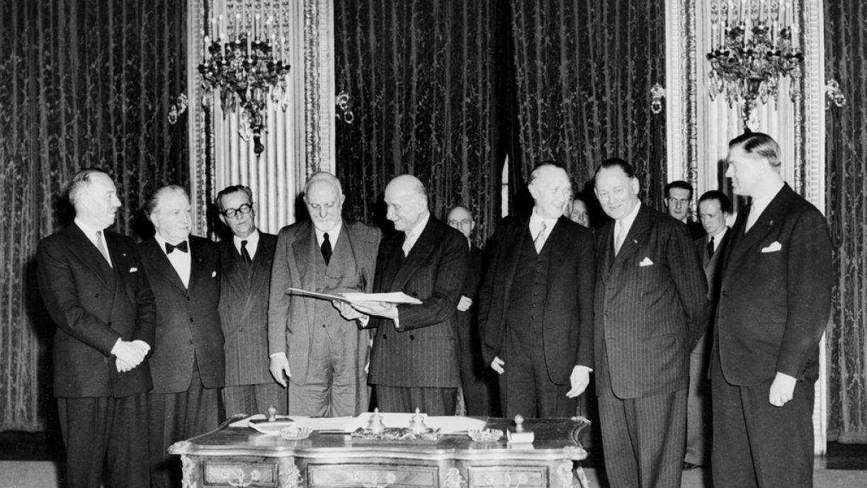 Delegates at the Treaty of Paris in 1951, formally creating the ECSC.