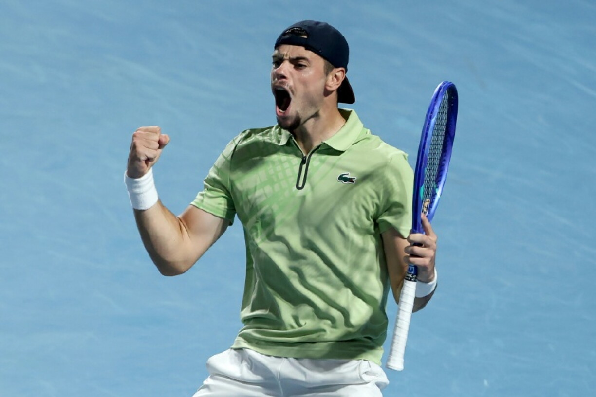 Arthur Gea après sa victoire contre Jiri Lehecka au premier tour de l'Open d'Australie, le 19 janvier 2026 à Melbourne