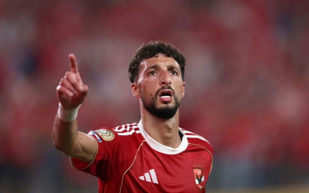 Wessam Abou Ali reacts after scoring for Al Ahly against Porto at the 2025 Club World Cup.