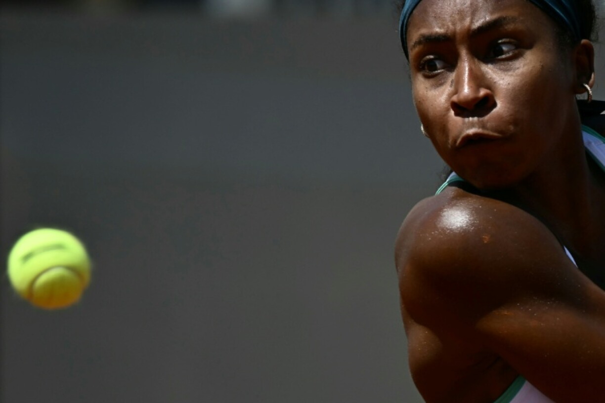 L'Américaine Coco Gauff lors de son match du 3e tour du tournoi WTA 1000 de Rome face à l'Argentine Solana Sierra le 9 mai 2026