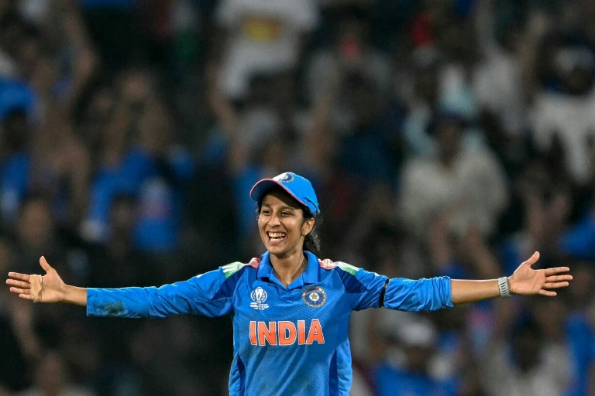 India's Jemimah Rodrigues celebrates after the dismissal of Australia's Tahlia McGrath