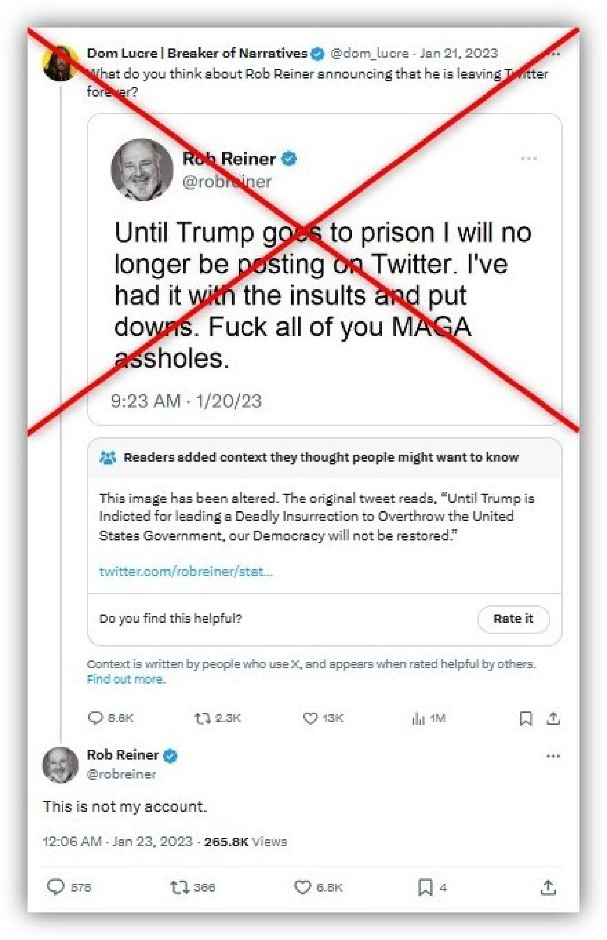 Screenshot taken from archive.is of a January 2023 post on X