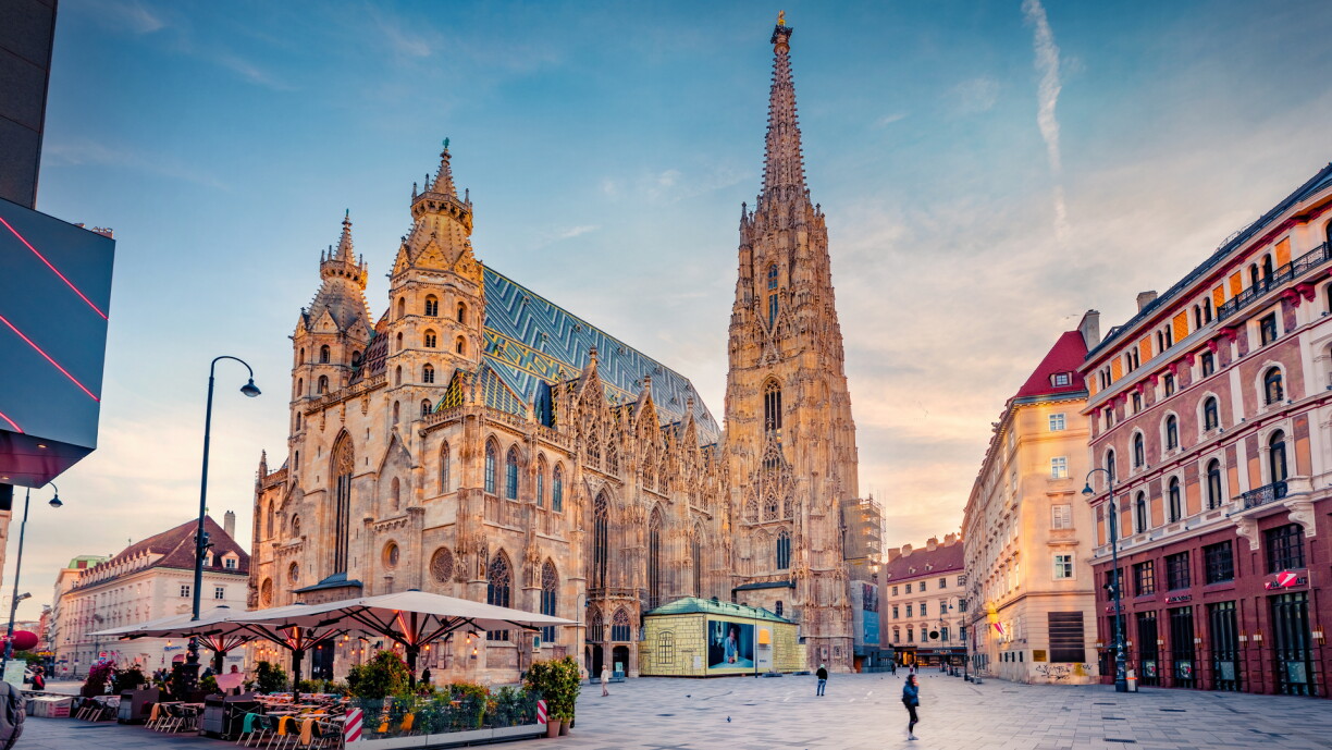 The 14th-century built St Stephen's Cathedral one of the most iconic landmarks in Vienna and a masterpiece of medieval architecture.