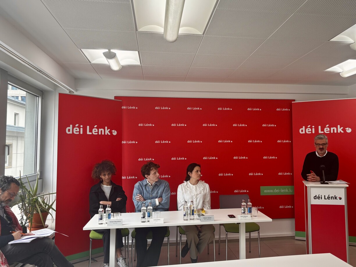 Pressekonferenz vun déi Lénk zesumme mat der ELA a BDS Lëtzebuerg.