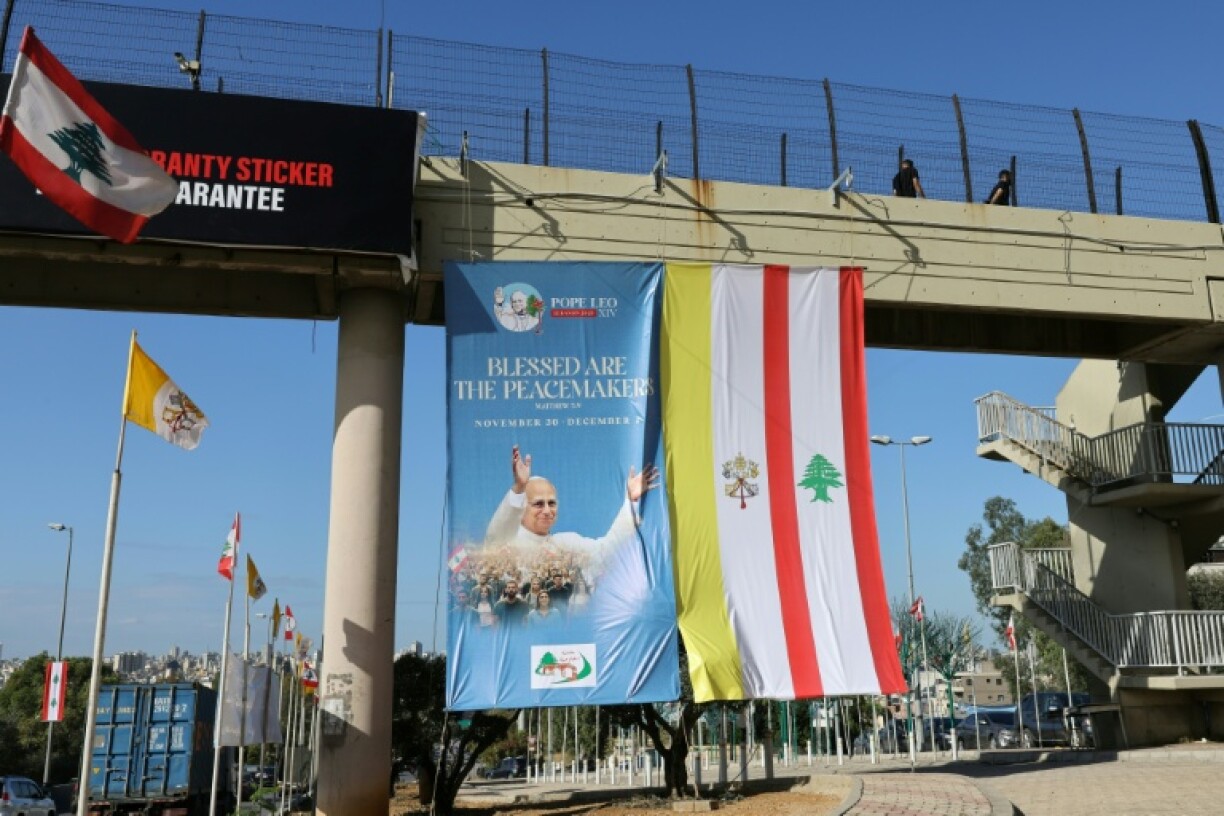 Billboards in Lebanon show the pope with the slogan