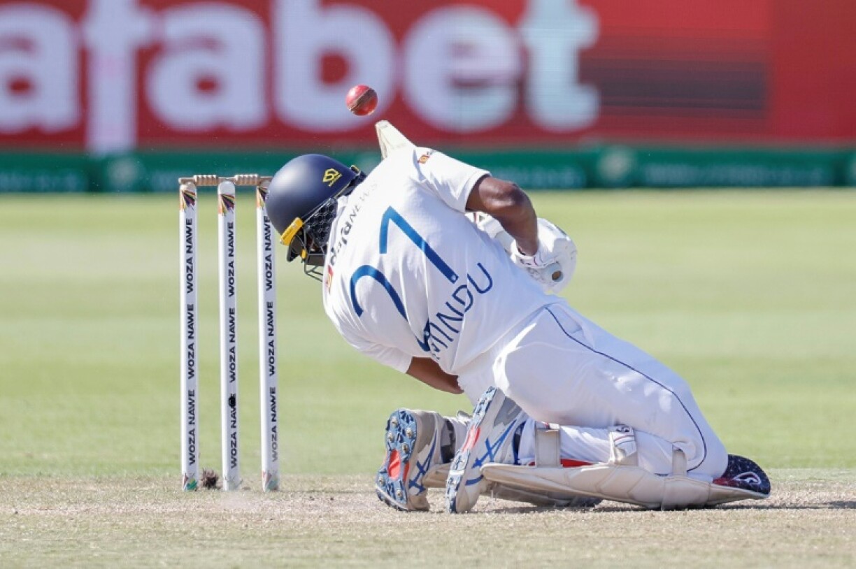 Sri Lanka batter Kamindu Mendis takes evasive action as the South African bowlers turned the screw in the second Test at St Georges Park
