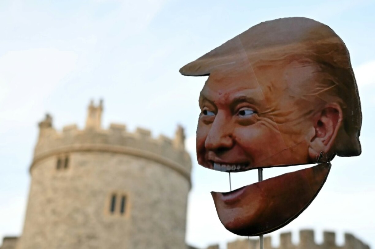 Protesters projected images of Trump and convicted sex offender Jeffrey Epstein onto the towers of Windsor Castle