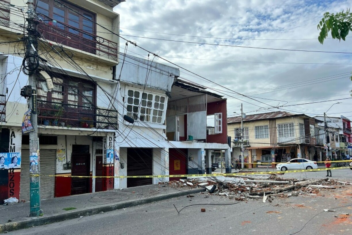 A damaged house is pictured after the earthquake that struck the city of Esmeraldas