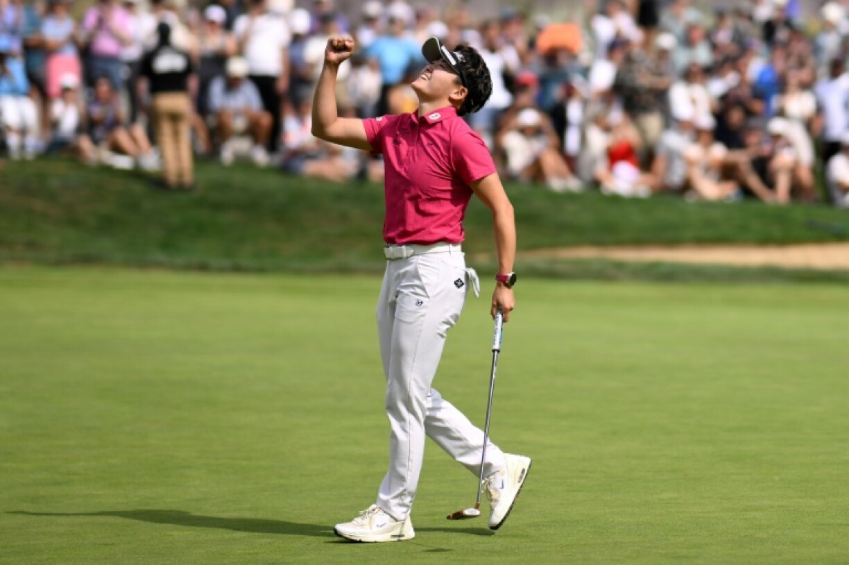 Japan's Akie Iwai celebrates her victory in the LPGA Portland Classic