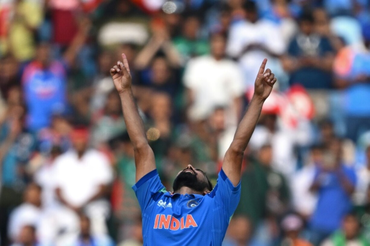 'Feel the pain': Mohammed Shami celebrates after taking the wicket of Taskin Ahmed