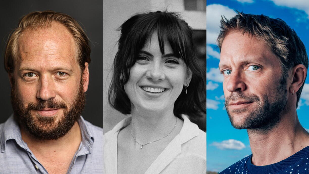 Mat dobäi am Film sinn och d'Schauspiller Jules Werner, Jil Devresse a Luc Schiltz (v.l.n.r.)