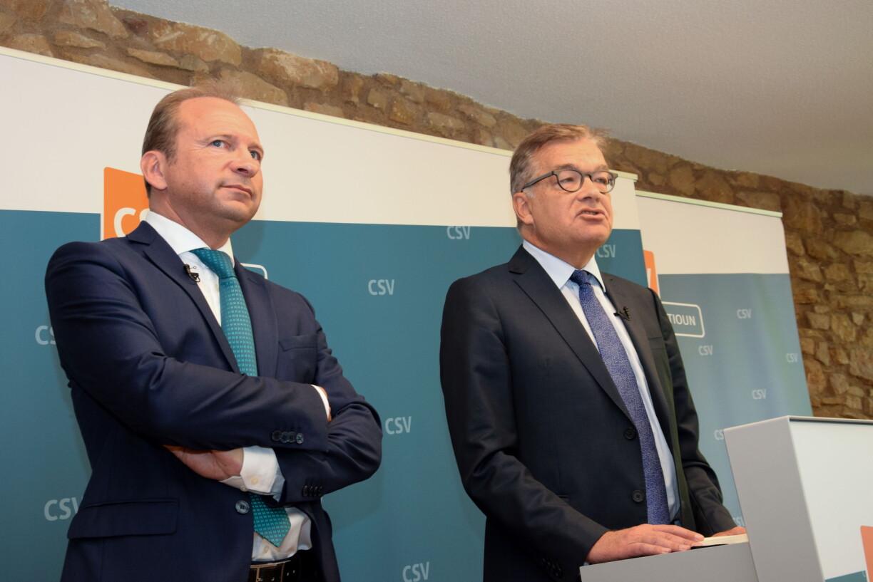 Laurent Mosar et Gilles Roth lors d'une conférence de presse en 2019