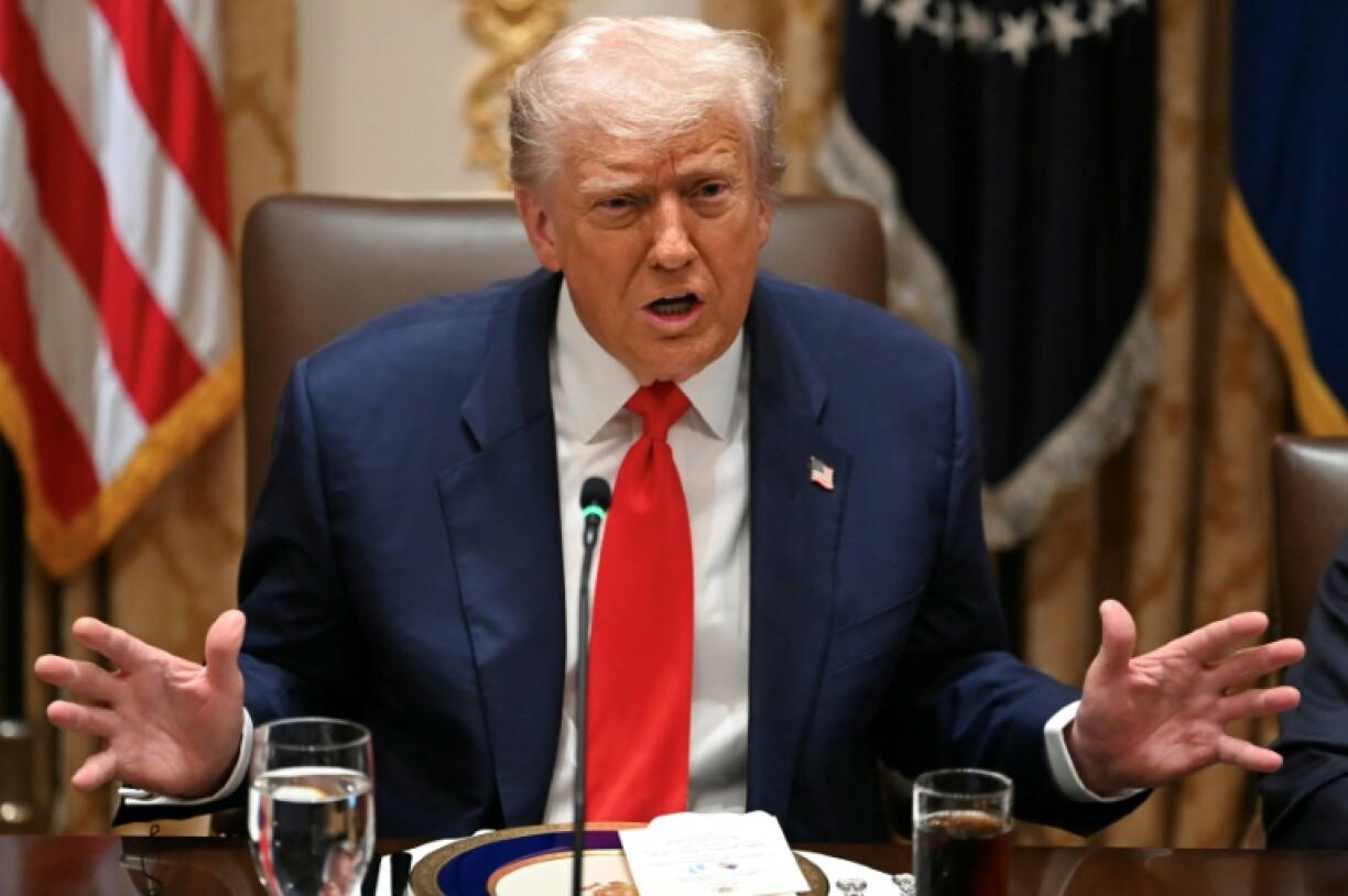 US President Donald Trump speaks during a meeting with Argentina's President Javier Milei at the White House in Washington, DC, on October 14, 2025.