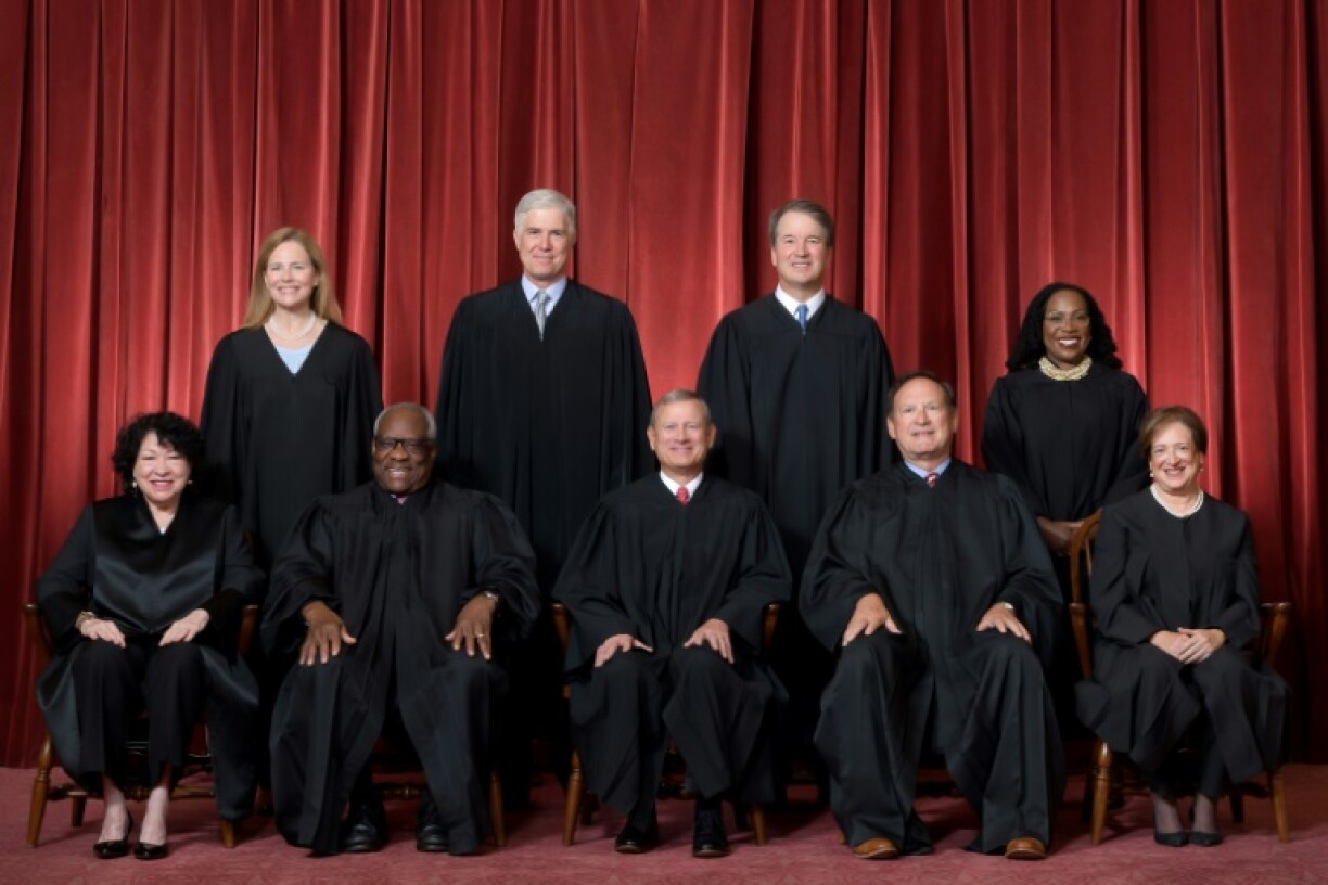The nine US Supreme Court justices pose for their official photo