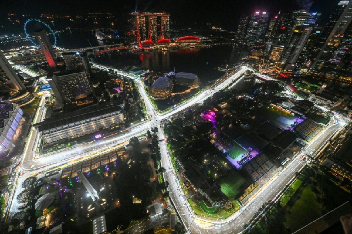 The Singapore Grand Prix Circuit on Wednesday night, ahead of Sunday's race