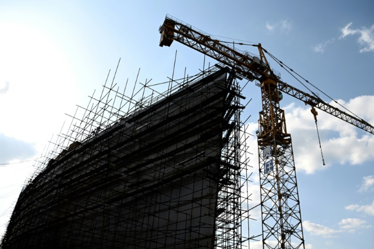 La réplique grandeur nature du Titanic, en construction, dans le district de Daying (Chine), le 26 avril 2021