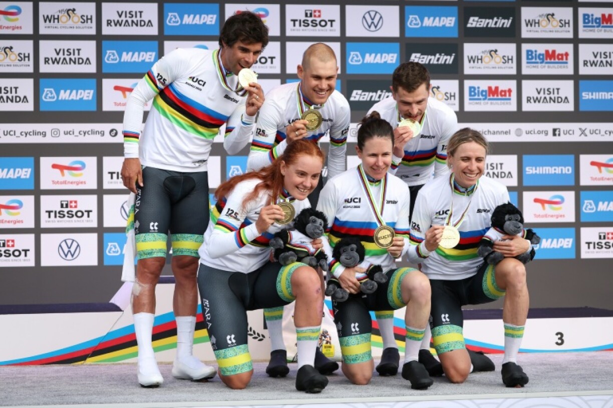 Australians Michael Matthews, Lucas Plapp, Jay Vine, Brodie Chapman, Amanda Spratt and Felicity Wilson-Haffenden won the mixed relay world title