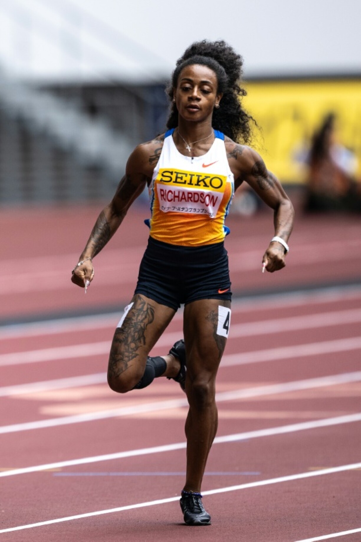 Sha'Carri Richardson trails in fourth in the women's 100m at the Golden Grand Prix in Tokyo