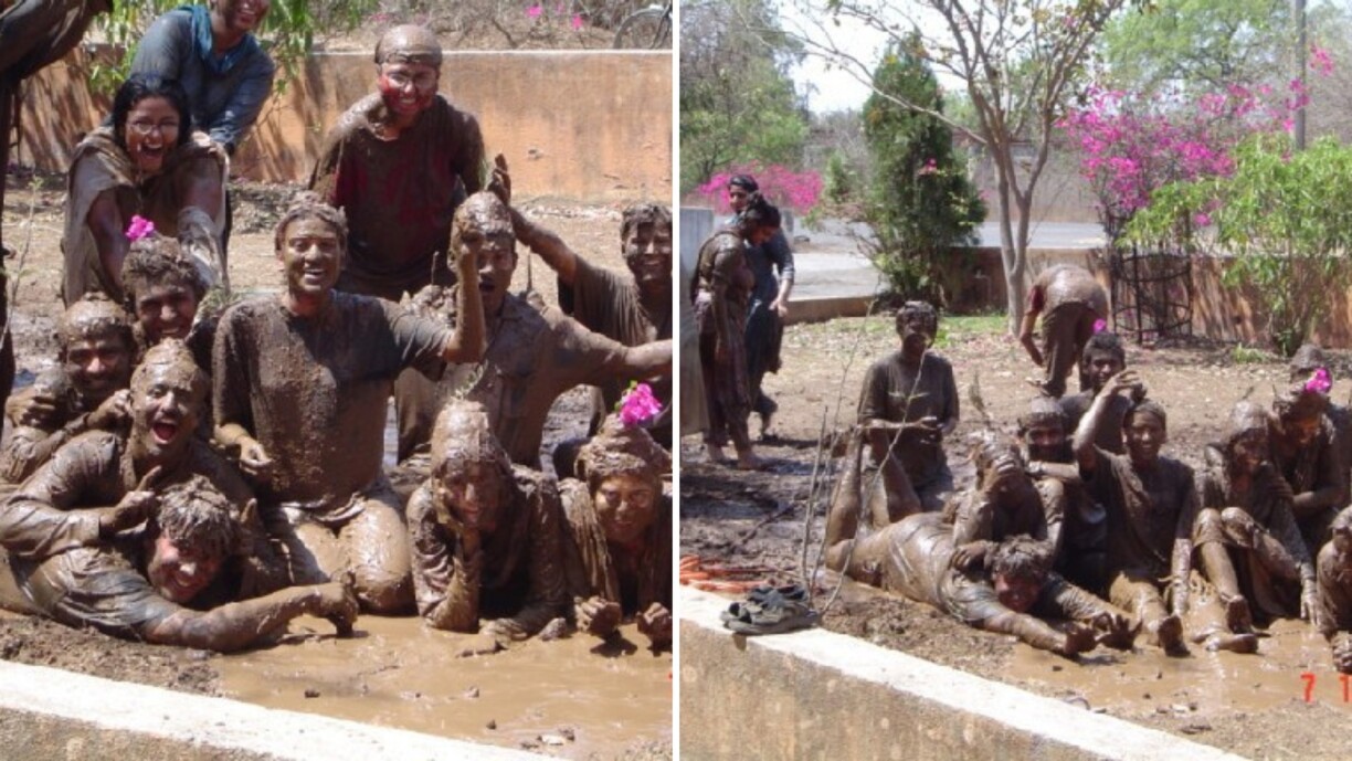 Mud Holi instead of colours.