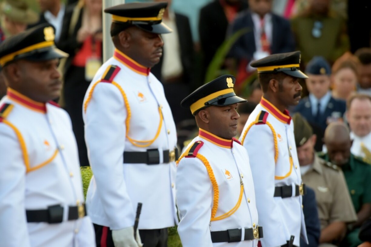 Papua New Guinea military officers on parade in Port Moresby. They will be allowed to serve in the Australian army under the terms of a new treaty yet to be signed