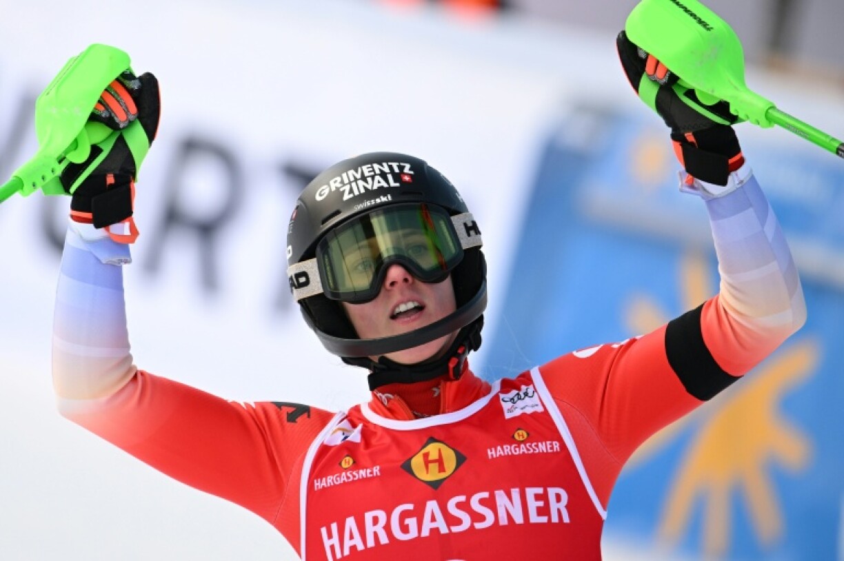 La Suissesse Camille Rast après sa victoire dans le slalom de Kranjska Gora le 4 janvier 2026