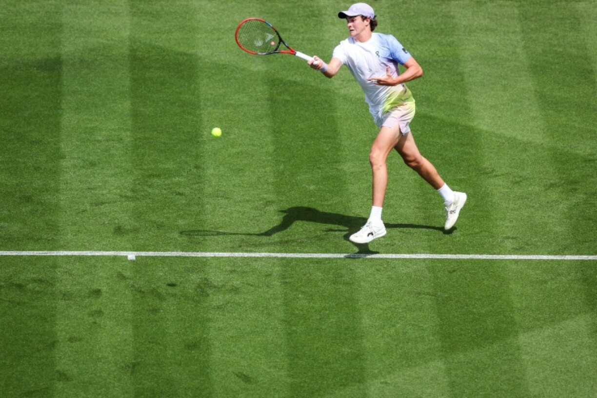 Brazil's Joao Fonseca won his first grass court match at Eastbourne on Monday