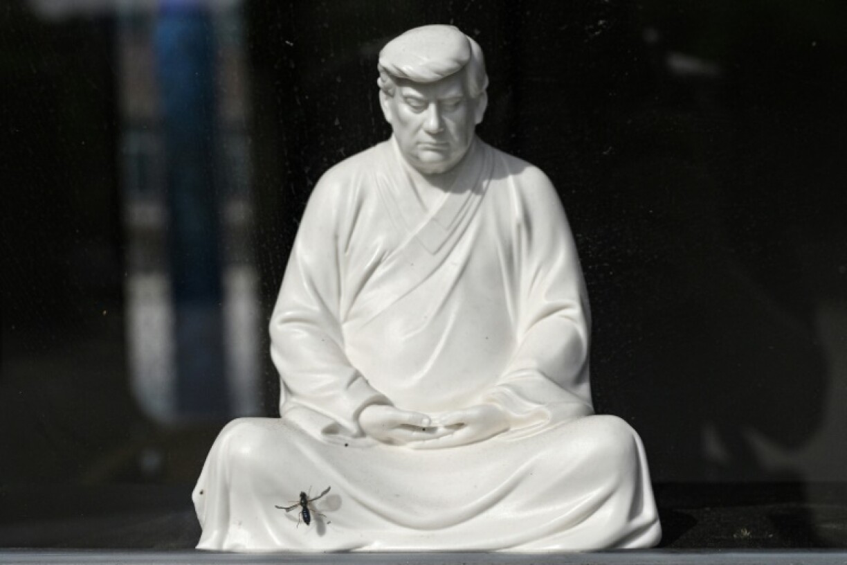 The porcelain sculptures of Trump in Buddha-like poses can fetch up to $2,700, depending on size