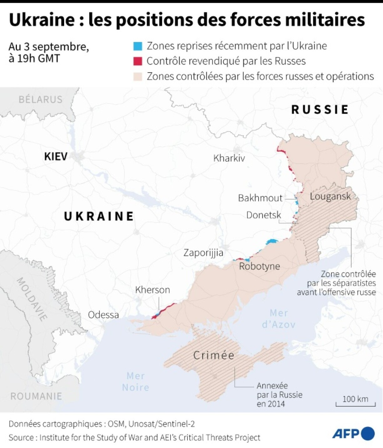 Ukraine : les positions des forces militaires au 3 septembre
