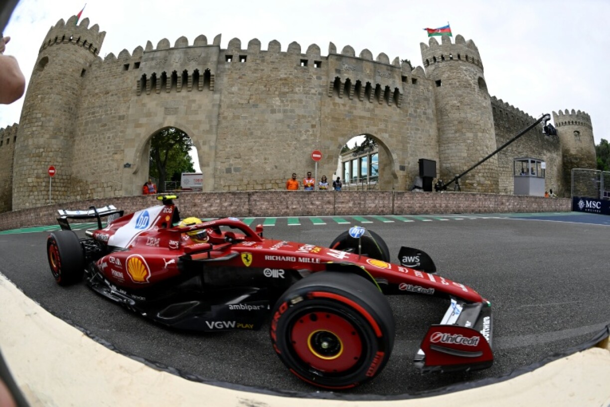 Ferrari's British driver Lewis Hamilton was showing very competitive pace before his ambitions were thwarted after team-mate Charles Leclerc ran off ahead of him