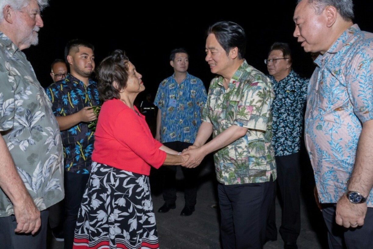 Taiwan President Lai Ching-te (second from right) called on like-minded governments to 'safeguard democracy' during a visit to the US territory Guam