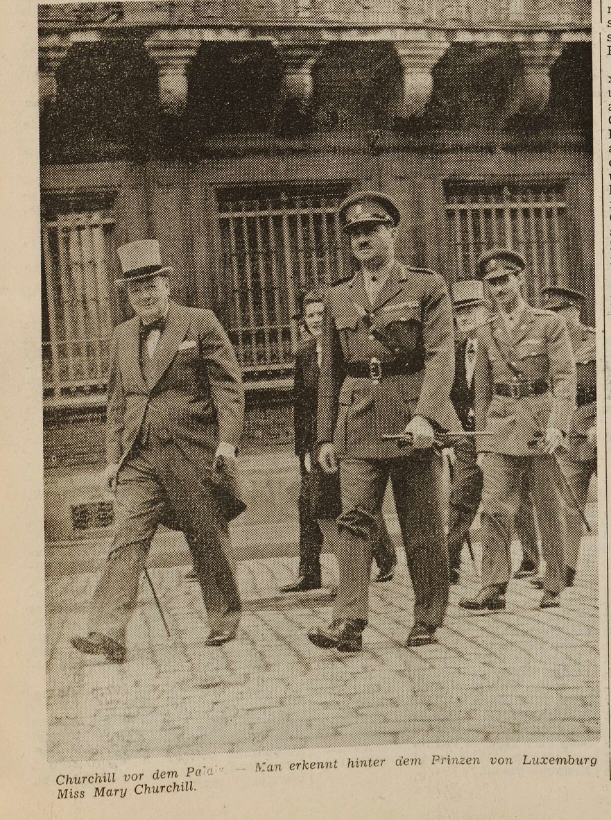 Churchill, Prince Felix, Mary Churchill, and Hereditary Grand Duke Jean in July 1946.