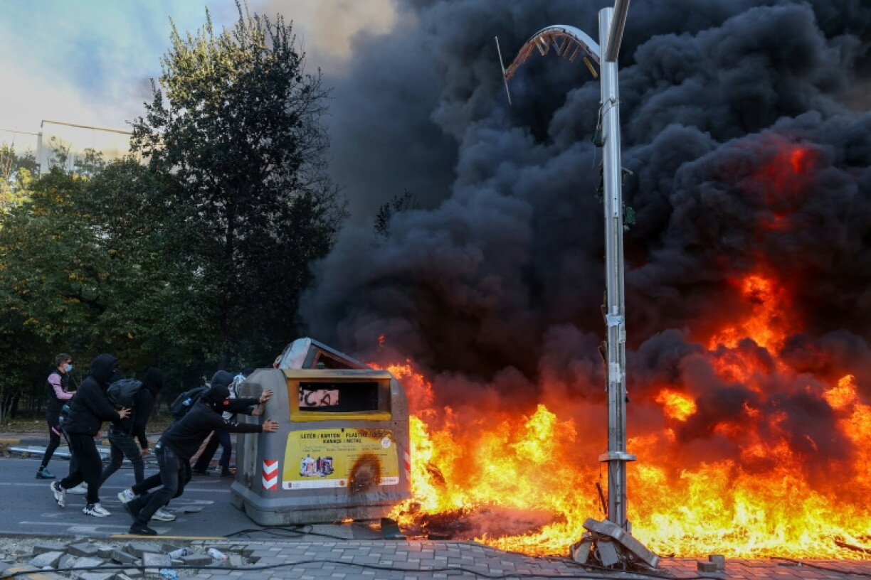 Protesters and police clashed in central Tirana on Wednesday
